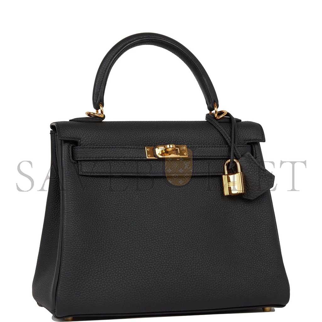 HERMÈS MASTER KELLY 25 RETOURNE  BLACK TOGO GOLD HARDWARE (25*17*7cm) 